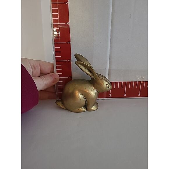 Brass Bunny Rabbit Figurine Paperweight Vintage - Picture 6 of 7